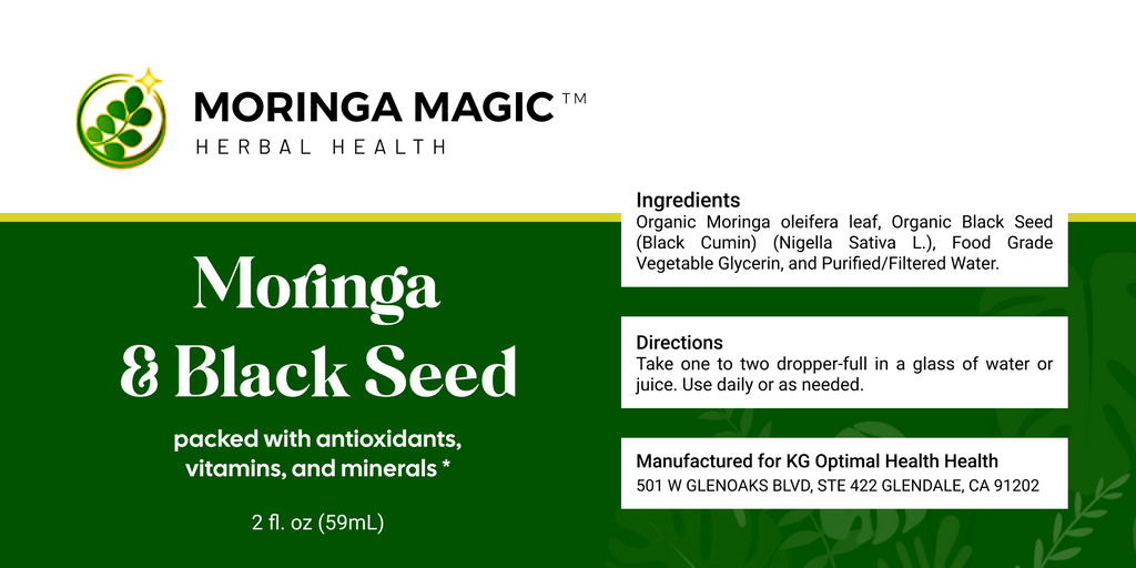 Moringa & Black Seed Elixir label