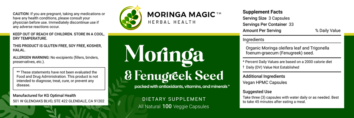 Moringa & Fenugreek Seed label