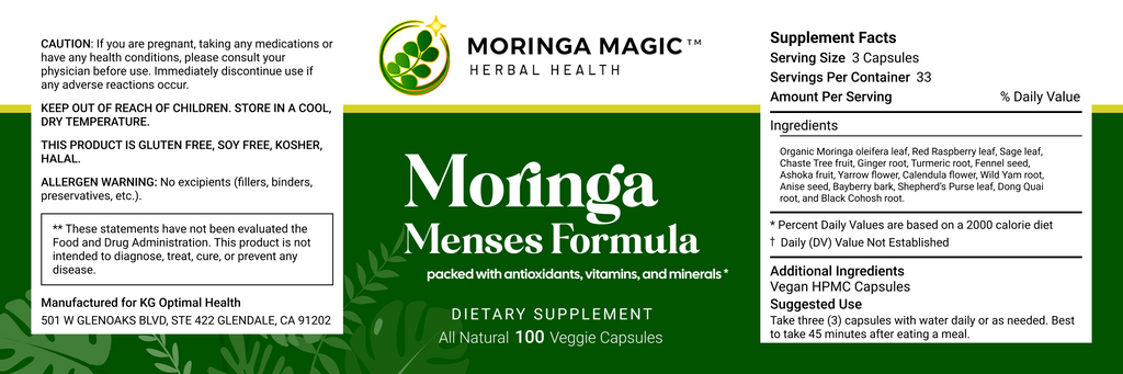Moringa Menses Formula (for Women) label